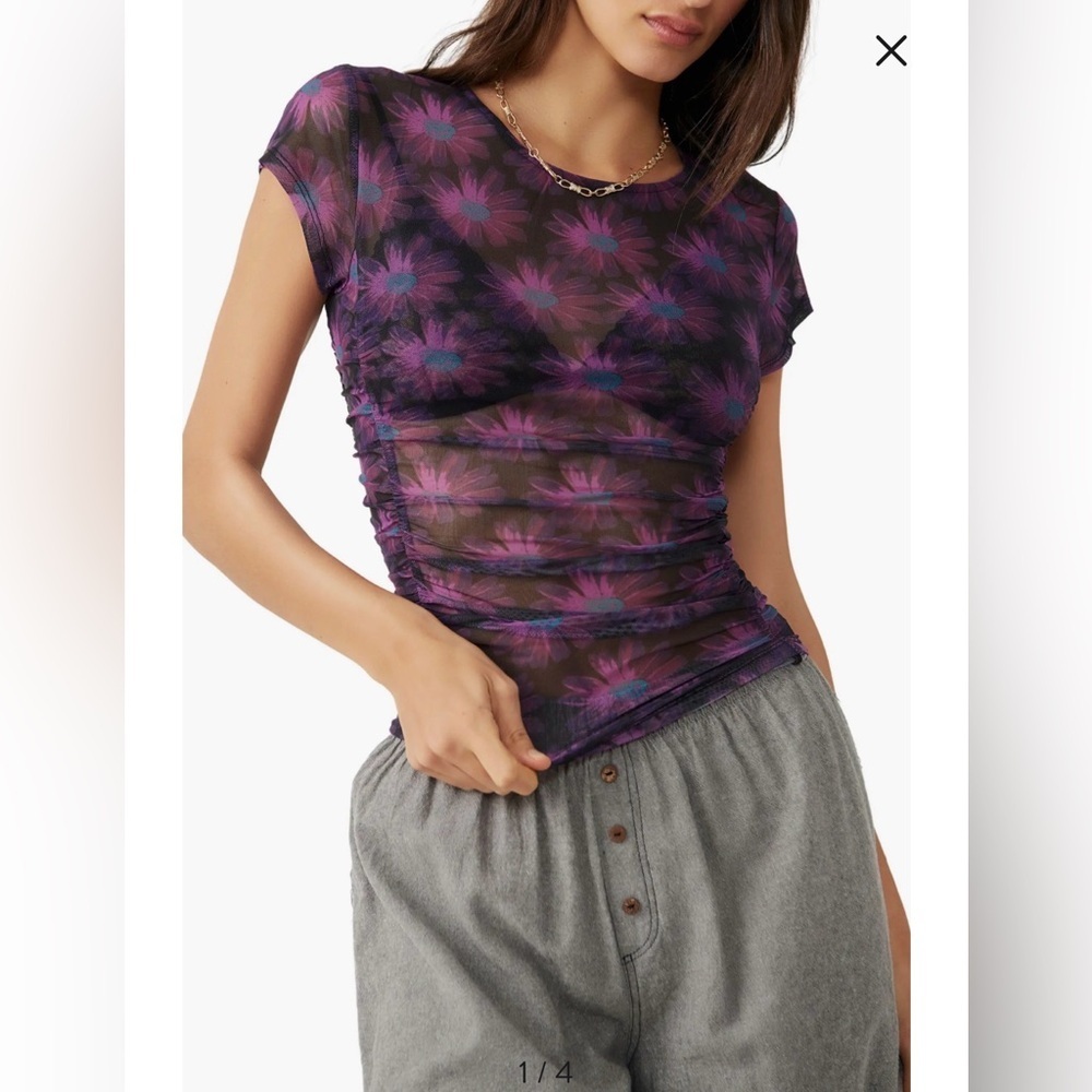 Free People Keep It Simple Mesh Baby Tee SP